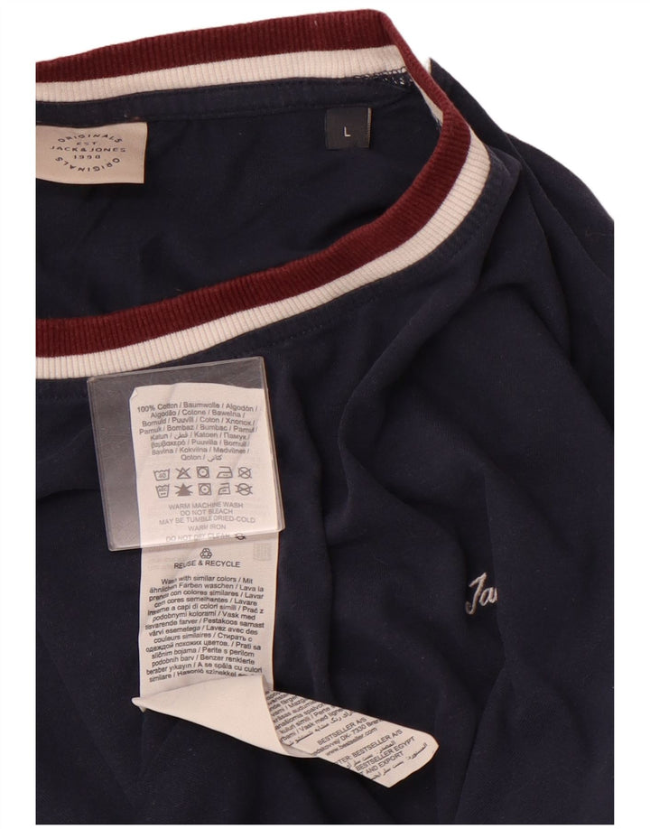 JACK & JONES Herre T-shirt Top Stor marineblå bomuld