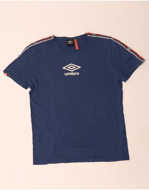 Umbro Herre Grafisk T-Shirt Top Medium Blue Colourblock Bomuld