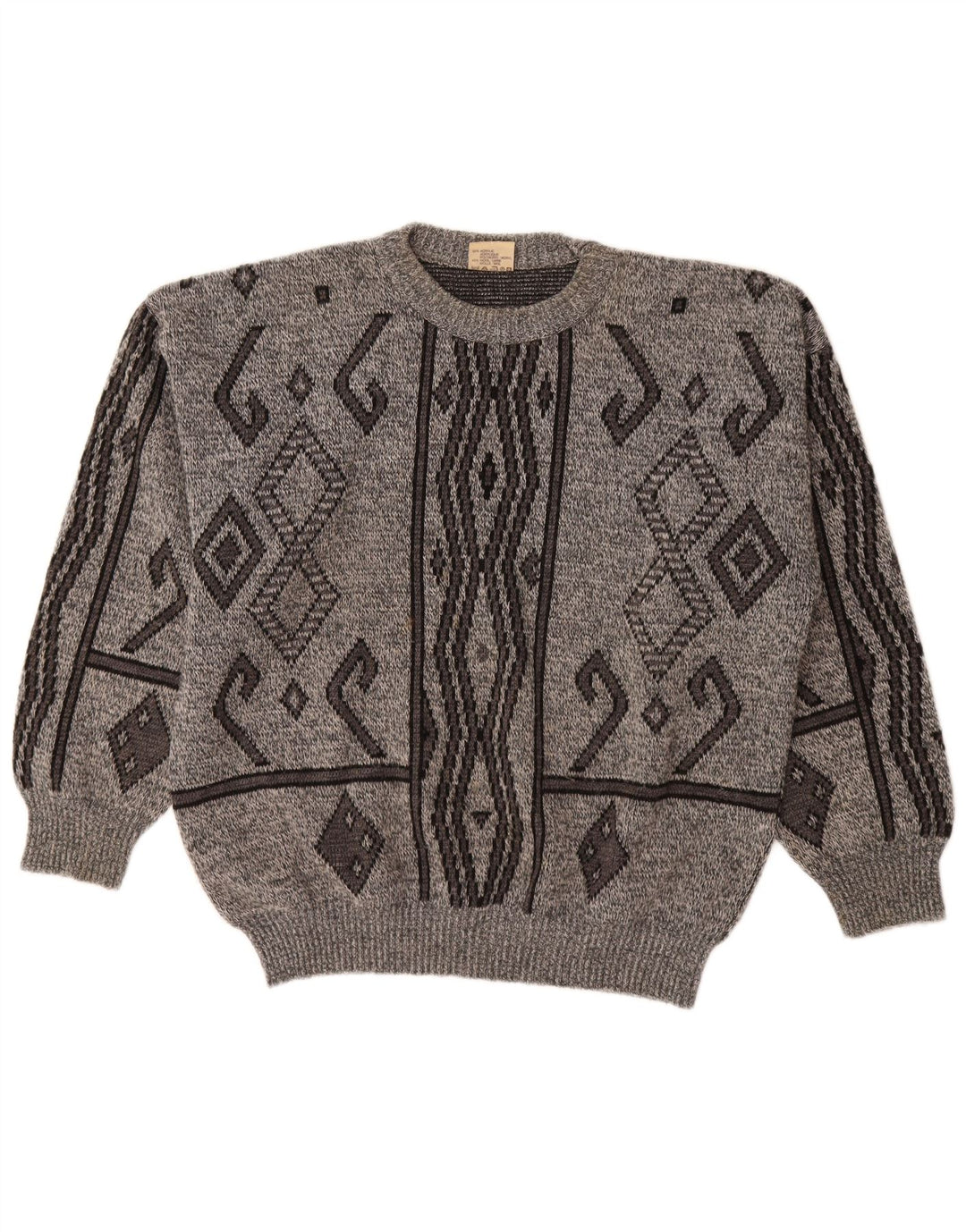 ANGELO LITRICO Herre sweater med rund hals IT 52/54 Stor Grå Geometrisk