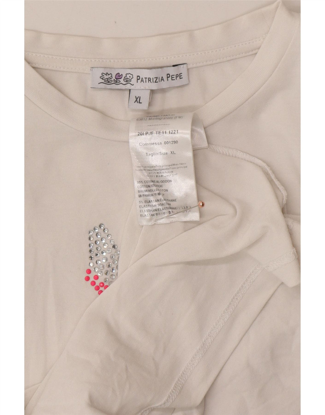 PATRIZIA PEPE piger grafisk top langærmet 7-8 år XL hvid bomuld