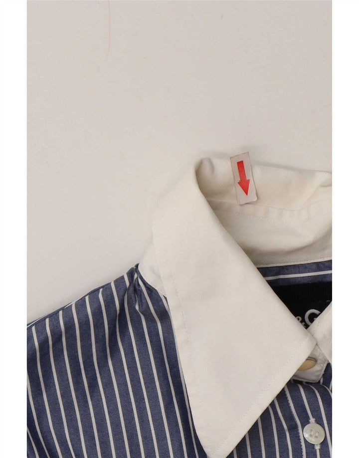 Dolce & Gabbana Dame Shirt Bluse IT 42 Medium Blue Pinstripe