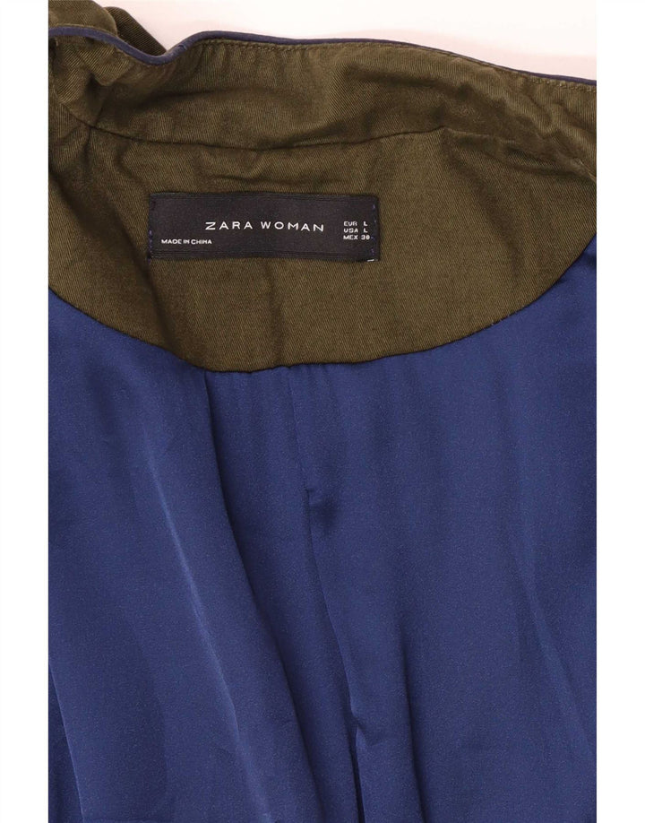 Zara Womens Open Military Jacket UK 14 Large Green