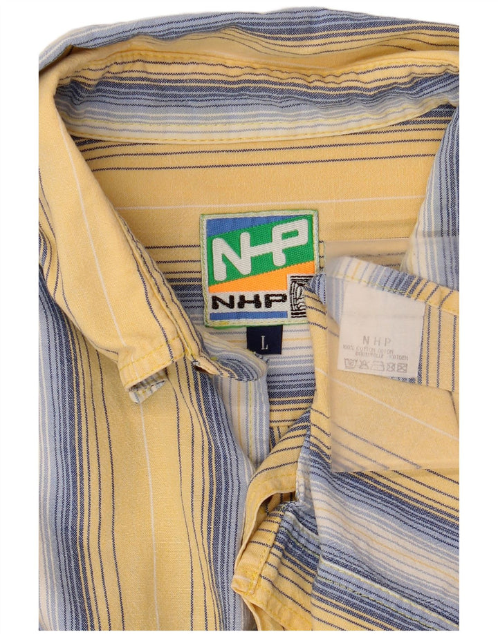 VINTAGE Herreskjorte Stor gulstribet bomuld