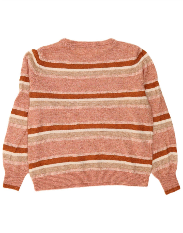 Fat Face Dame Boat Neck Jumper Sweater UK 12 Medium Pink Striped