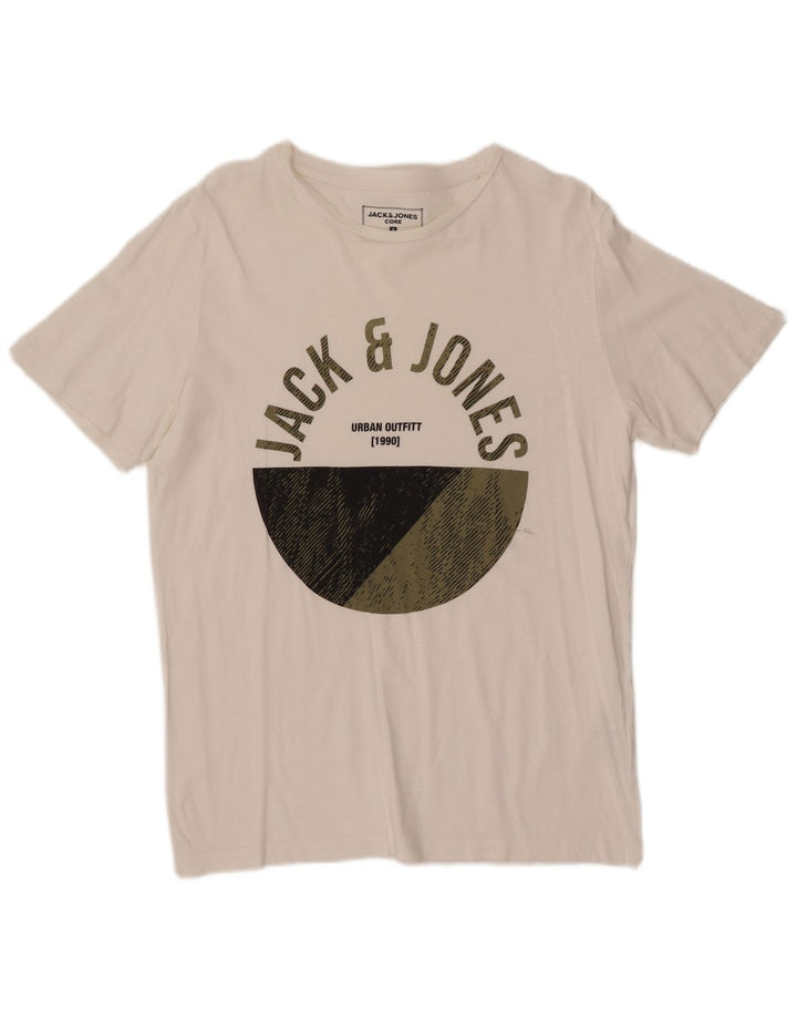 JACK & JONES Herre Core Grafisk T-Shirt Top Lille Hvid