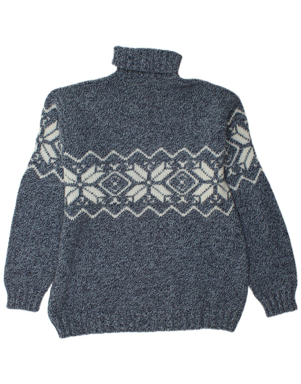 Barbieri Herre rullehals sweater XL marineblå Fair Isle