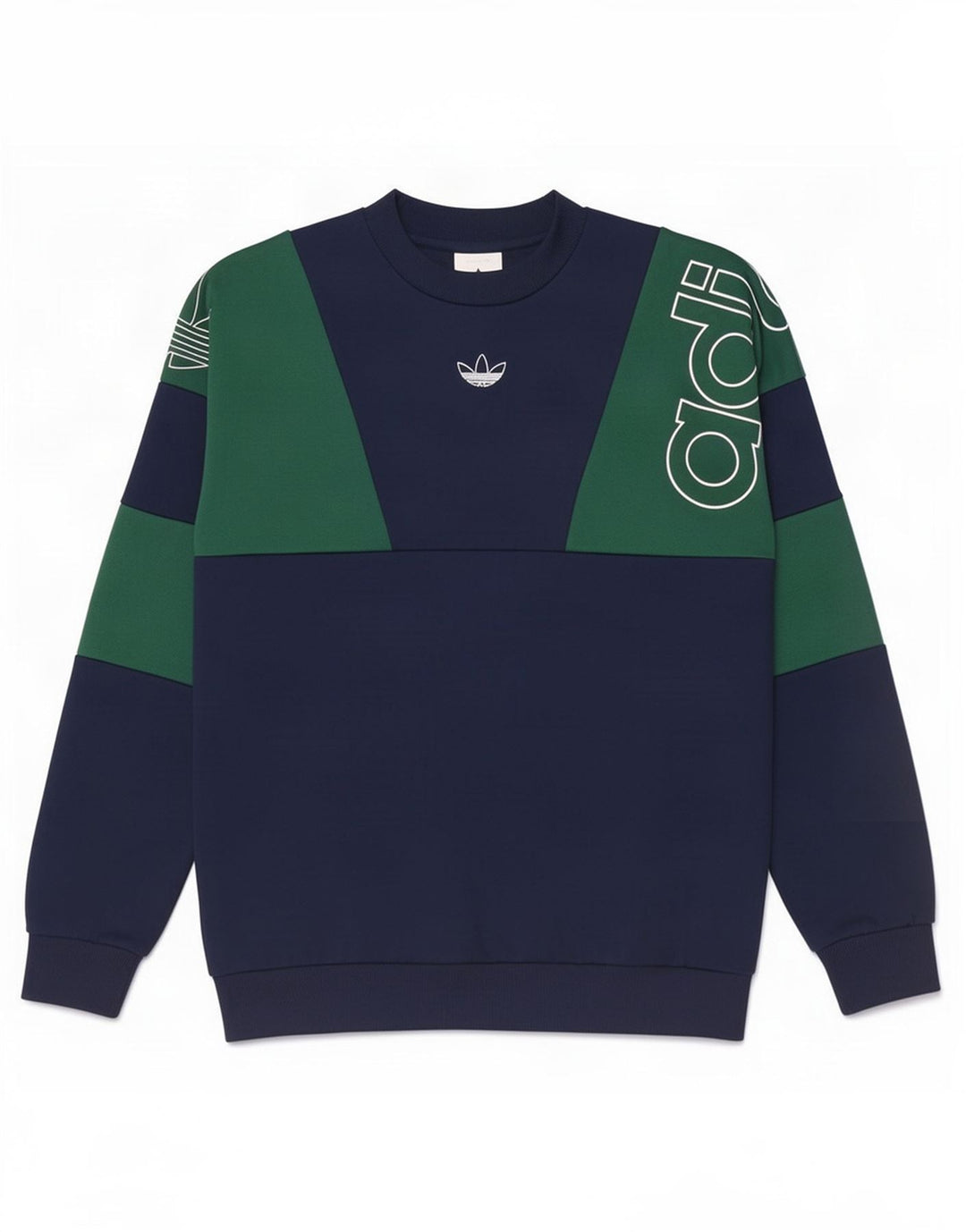 Adidas grafisk sweatshirt til mænd, lille marineblå colourblock polyester