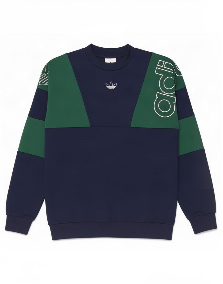 Adidas grafisk sweatshirt til mænd, lille marineblå colourblock polyester