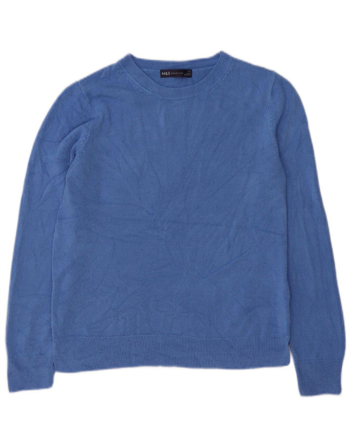 Marks & Spencer Dame Boat Neck Jumper Sweater UK 12 Medium Blue Acryl