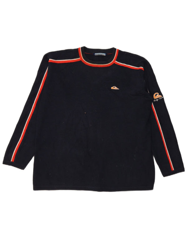 Quiksilver Herre rund hals sweater XL marineblå stribet akryl