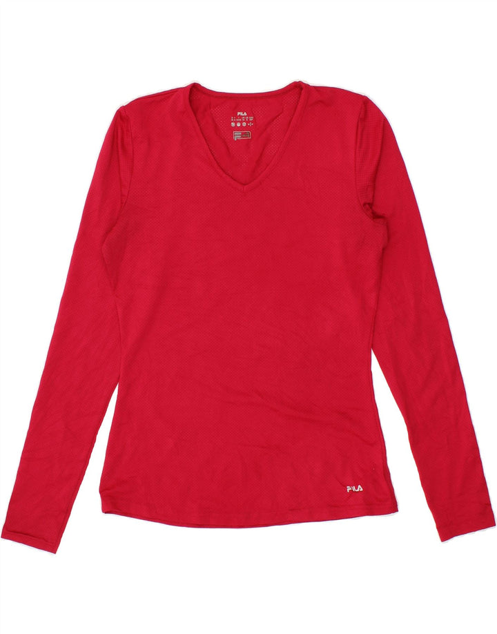 FILA Womens Top Long Sleeve UK 10 Small Red Polyester Vintage Fila and Second-Hand Fila from Messina Hembry 