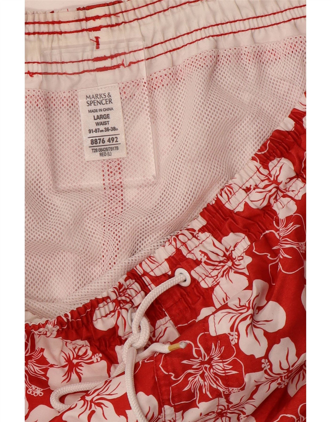 Marks & Spencer Badeshorts til mænd, store røde blomsterpolyester