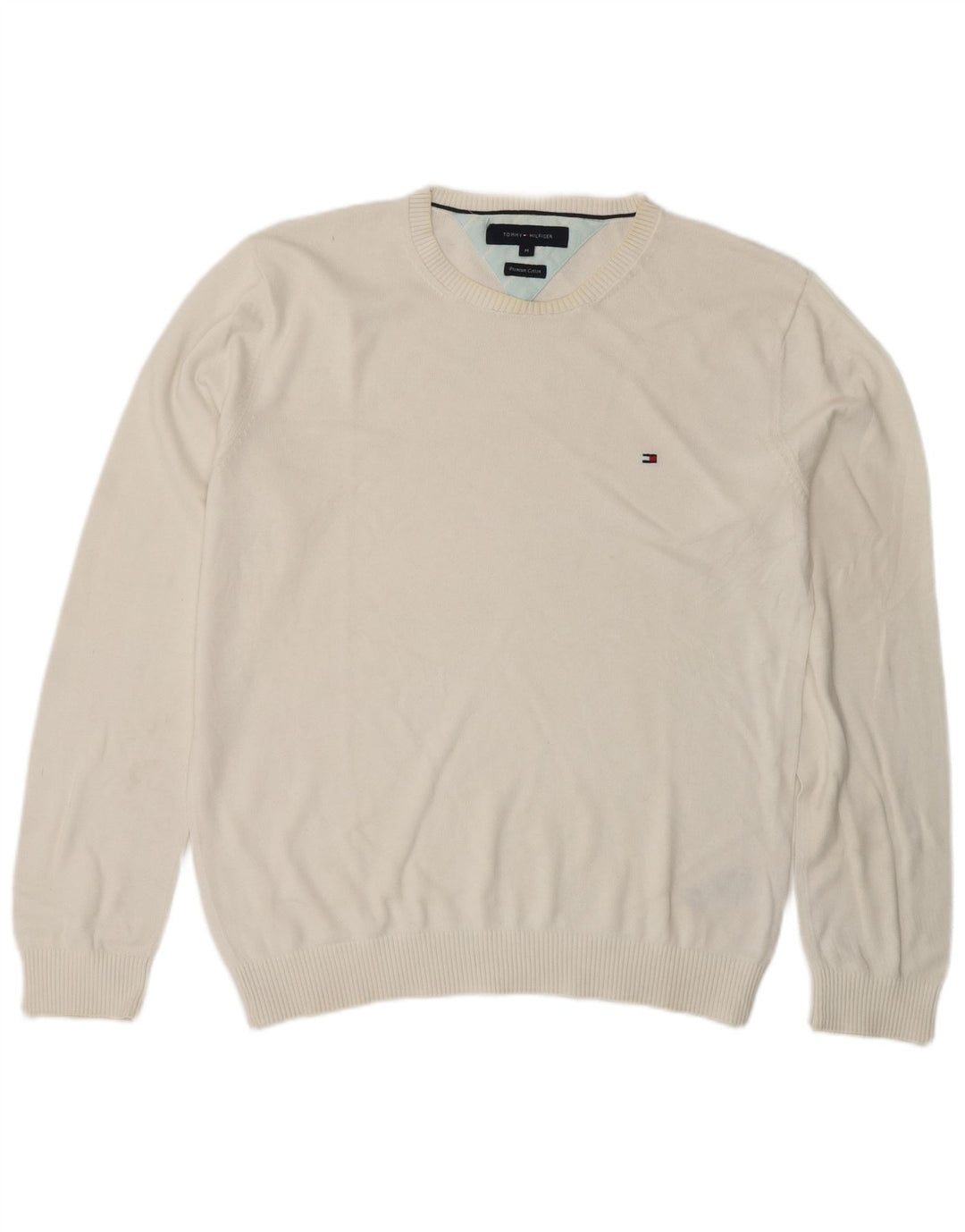 Tommy Hilfiger Herre Crew Neck sweater Medium White Bomuld