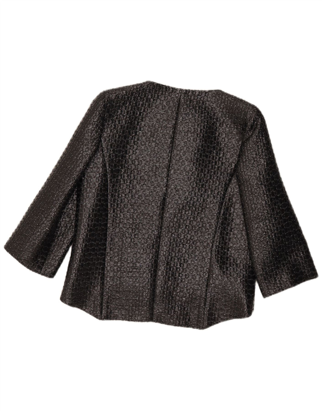 Vintage dame 3/4 ærmet blazerjakke UK 12 Medium Sort Geometrisk