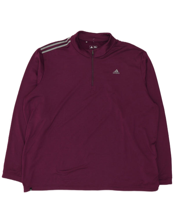 Adidas Herre Zip Neck Pullover Træningsdragt Top 2XL Lilla Polyester