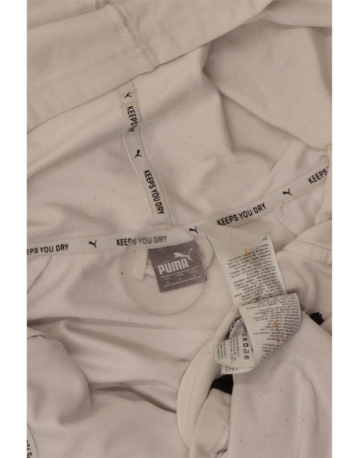 PUMA Grafisk hættetrøje til kvinder med lynlås UK 10 Small White Colourblock