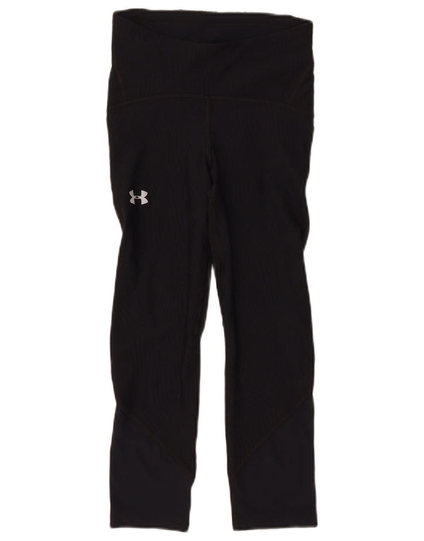 Under Armour Womens Heat Gear Capri Leggings UK 4 XS Sort Polyester