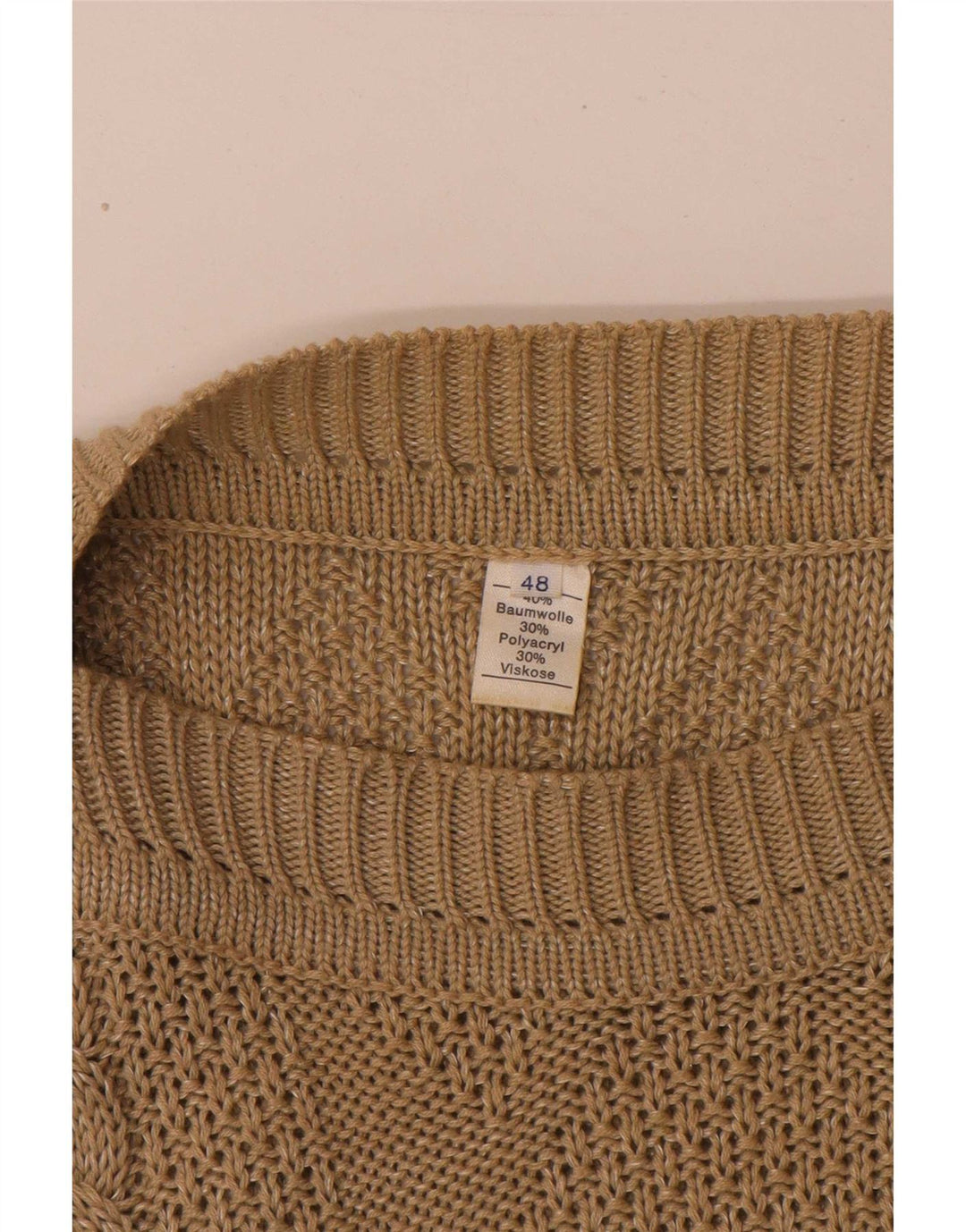 Vintage Dame Oversized Boat Neck Jumper Sweater EU 48 2XL Brun
