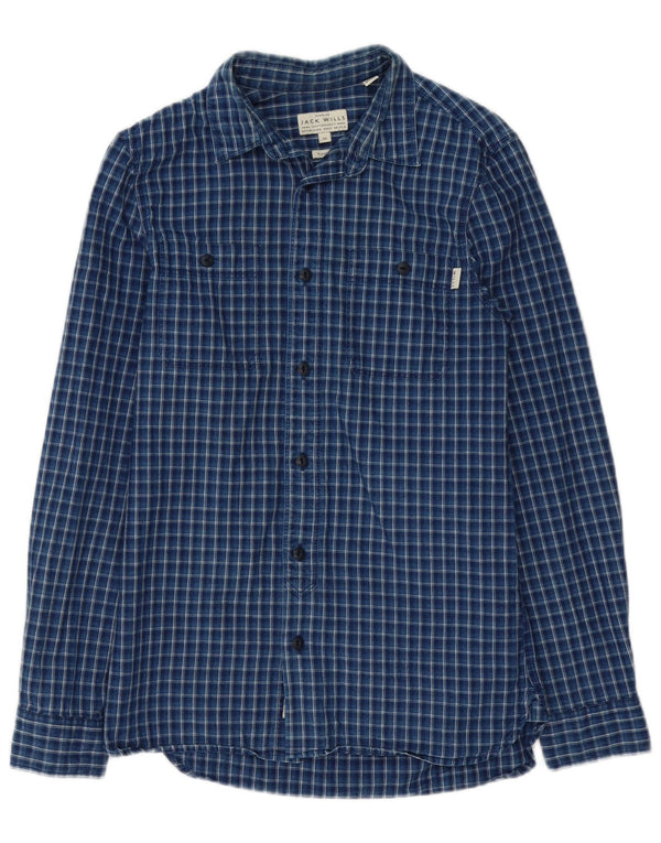 Jack Wills Herre klassisk pasform flannelskjorte XS marineblå ternet bomuld