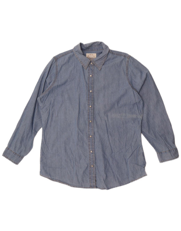 Izod Dame Denim Shirt UK 16 Large Blue Cotton