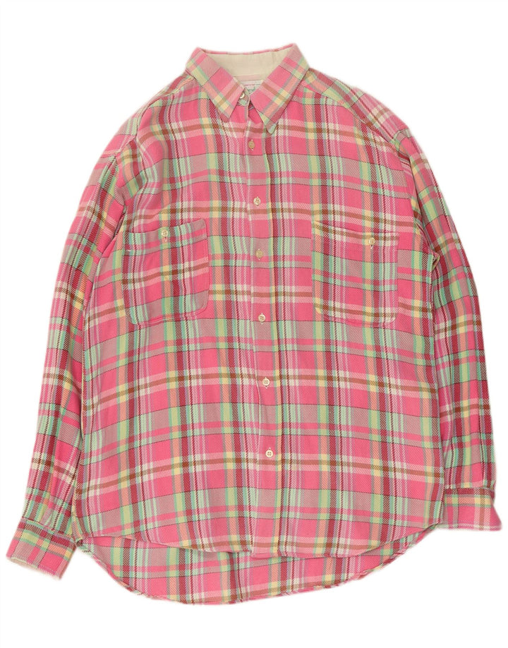Benetton herre flannelskjorte stor pink ternet bomuld