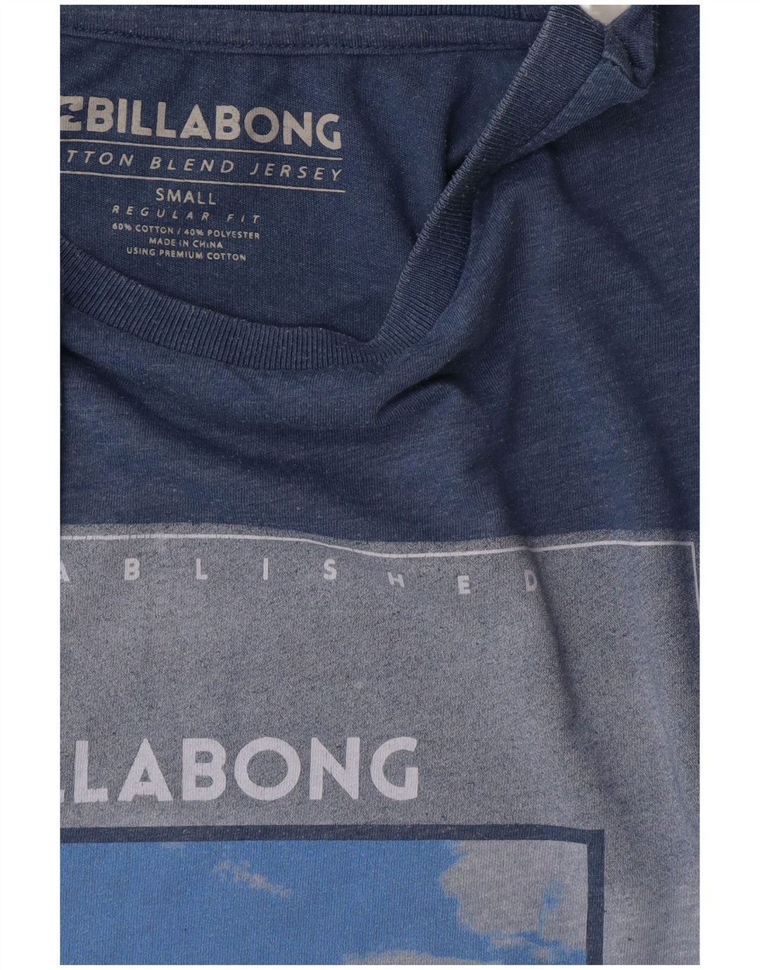 Billabong Herre Regular Fit Grafisk T-Shirt Top Lille Blå Bomuld