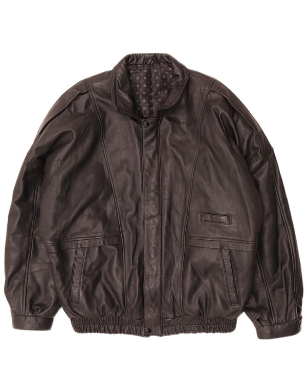 Vintage Herre Læderjakke EU 50 Large Sort
