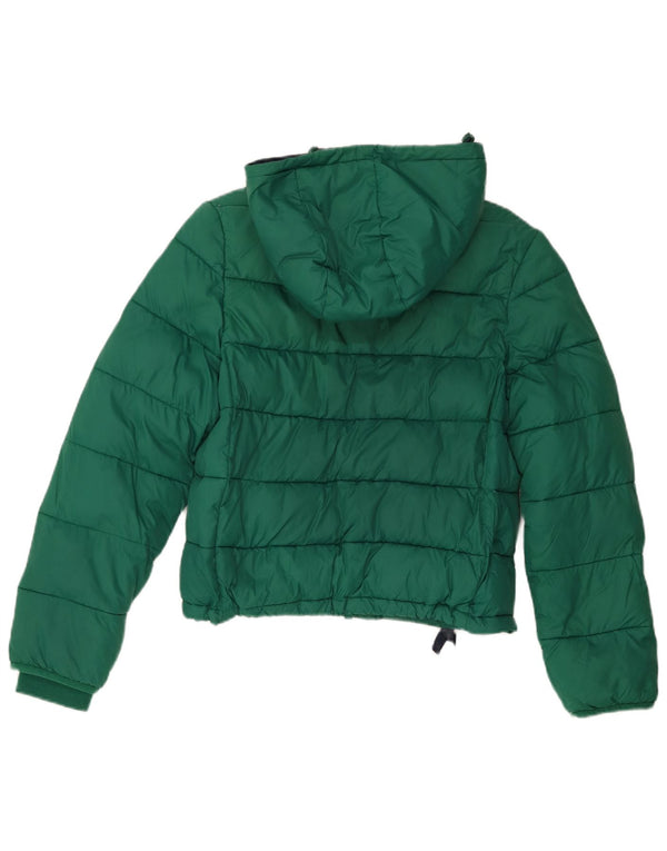 Jack Wills Dame Crop Hætte Oversized Polstret Jakke UK 8 Lille Grøn