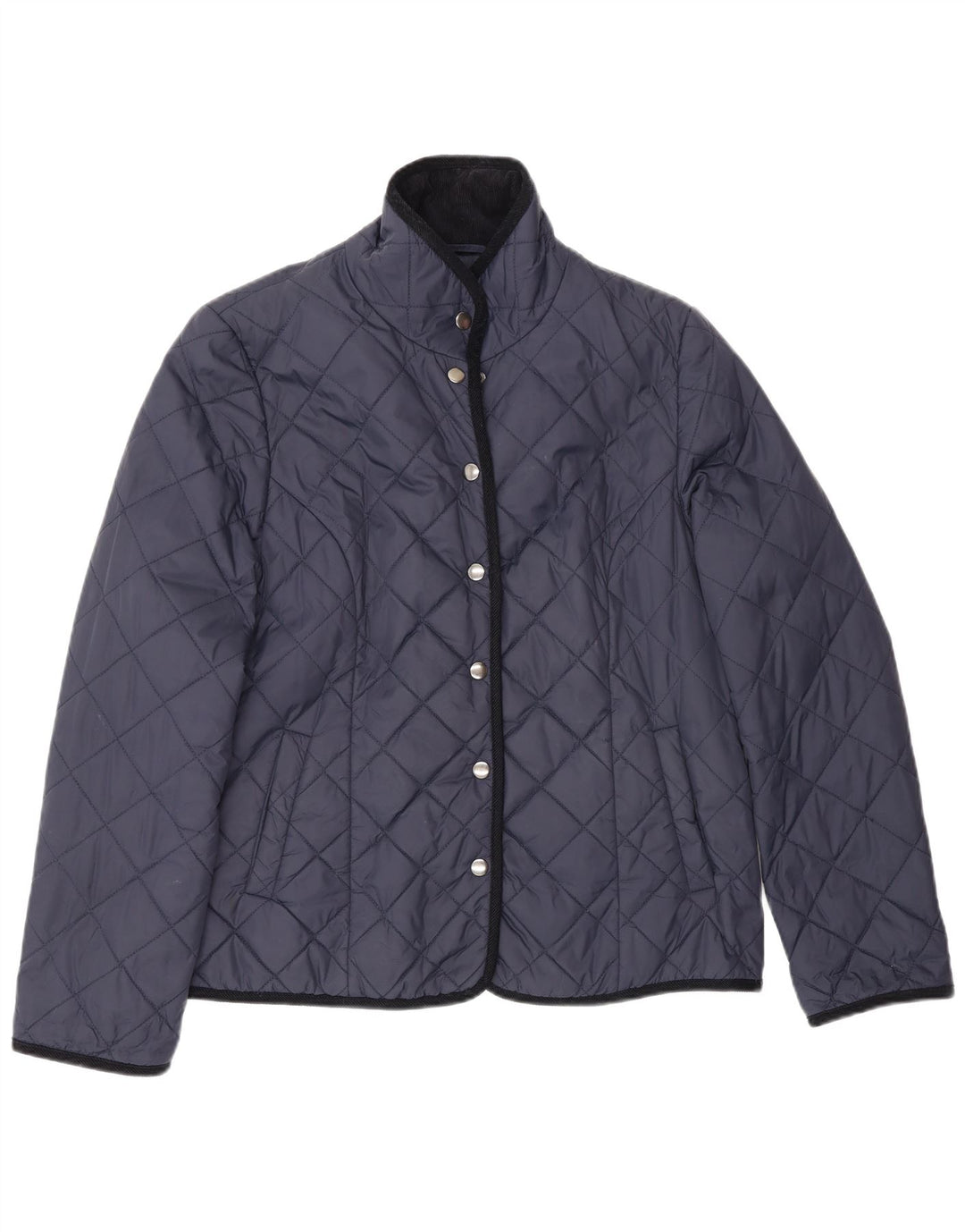 Jaeger Quiltet jakke til kvinder UK 14 Medium Navy Blue Polyester