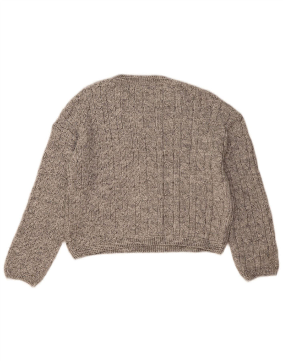 Marks & Spencer Dame Crop Crew Neck Jumper Sweater UK 10 Small Grey