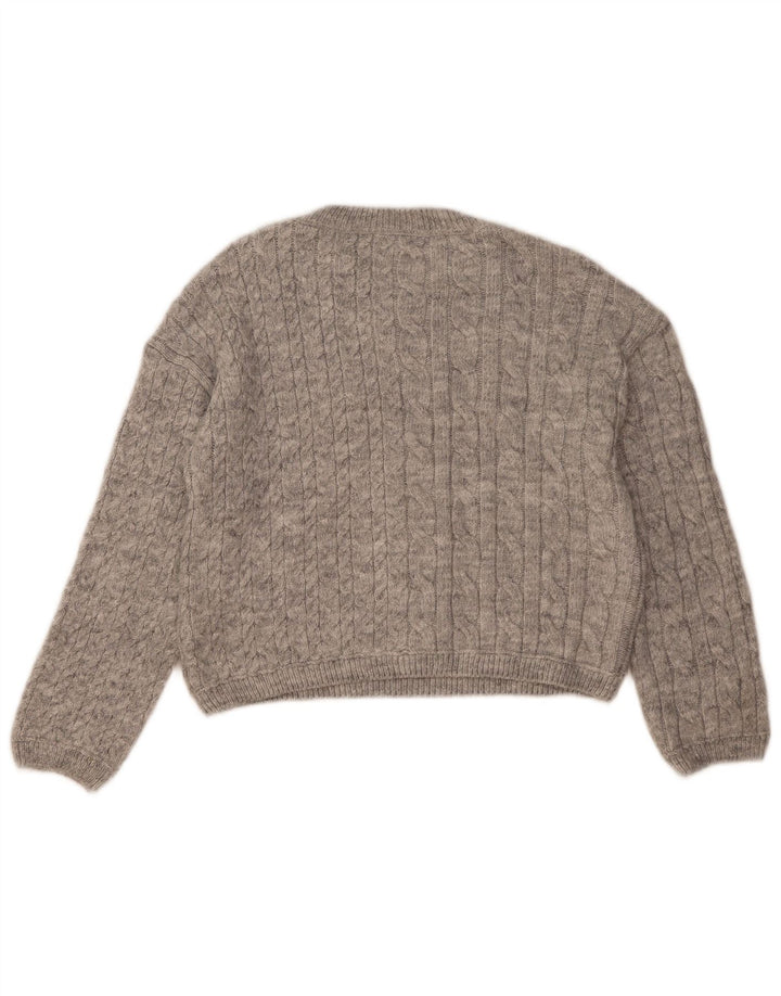 Marks & Spencer Dame Crop Crew Neck Jumper Sweater UK 10 Small Grey