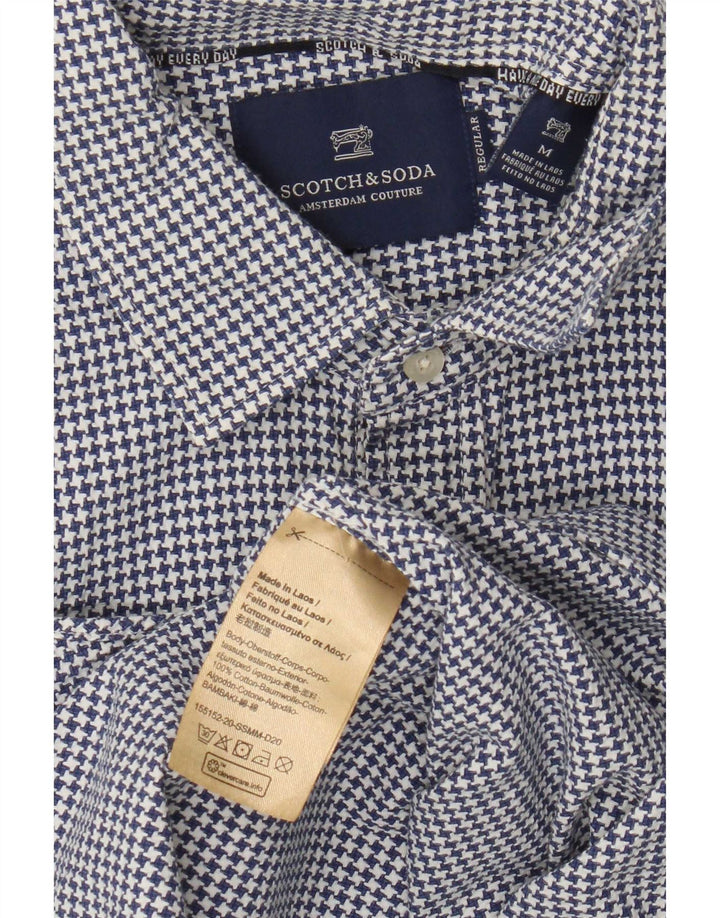 Scotch & Soda Herreskjorte Medium Blue Houndstooth Bomuld