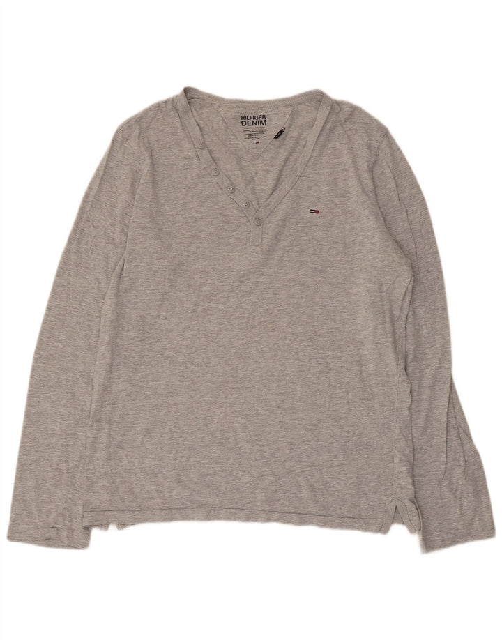 Tommy Hilfiger Dame Top Langærmet UK 14 Medium Grå Bomuld