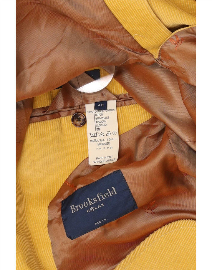 Brooksfield Herre 3-knaps Corduroy Blazer Jacket IT 48 Medium Gul Bomuld