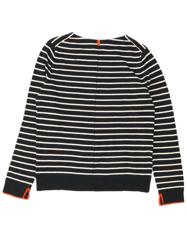 Jigsaw Dame Boat Neck Jumper Sweater UK 14 Mellem marineblå stribet
