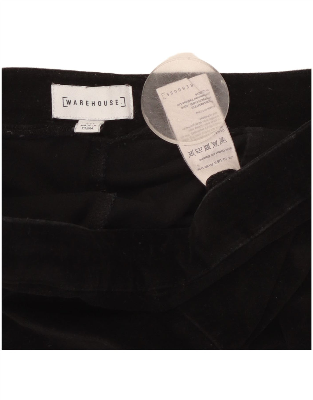 WAREHOUSE Dame Slim Velvet Casual Bukser UK 10 Small W30 L27 Black