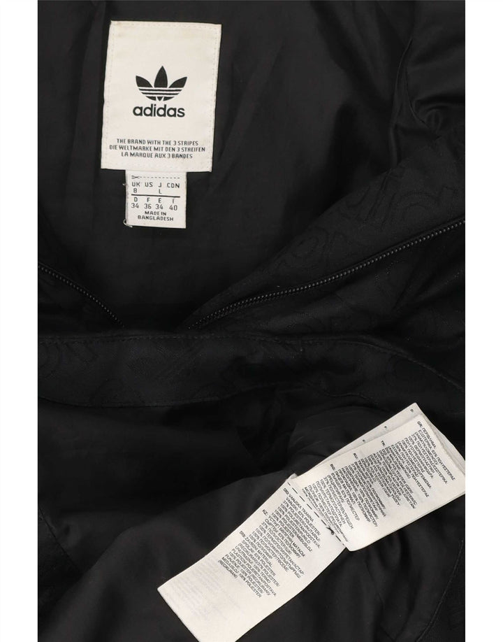 Adidas grafisk polstret hættejakke til kvinder UK 8 Lille sort polyester