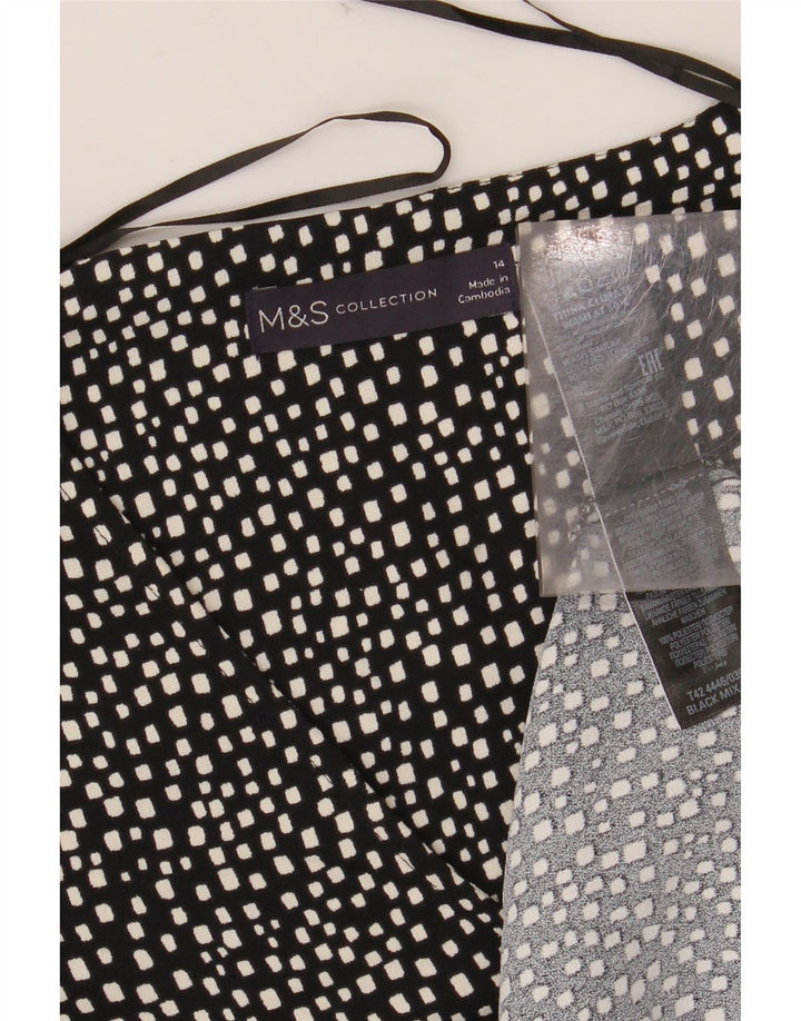 MARKS & SPENCER Skiftskjole til kvinder UK 14 Stor sort geometrisk polyester