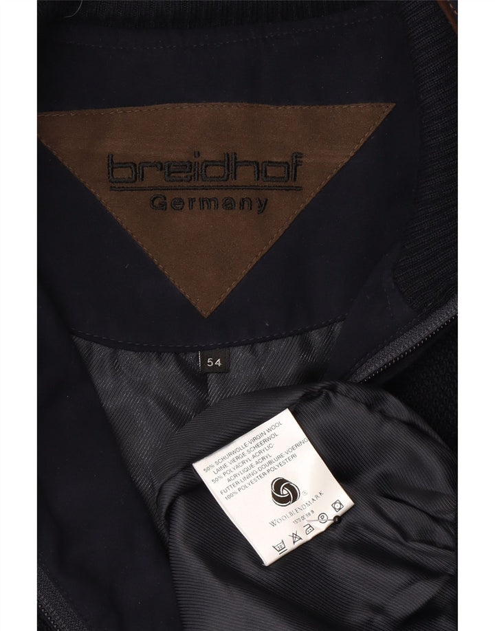 Breidhof Herre Strik Bomber Jacket EU 54 2XL Marineblå Uld
