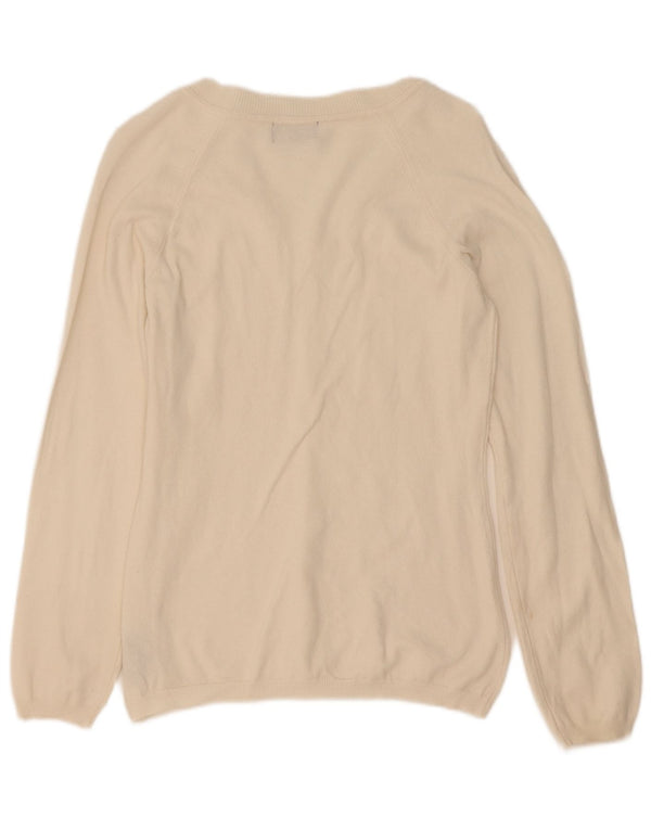 Fila Dame V-hals sweater UK 14 Large Off White Bomuld