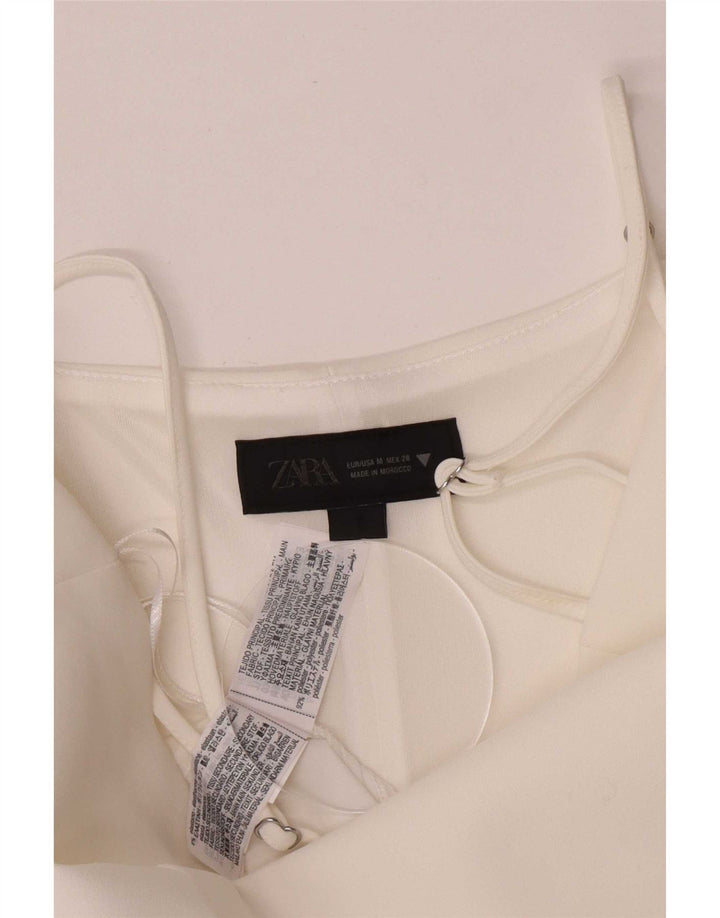 Zara Dame Cami Top UK 12 Medium White Colourblock Polyester