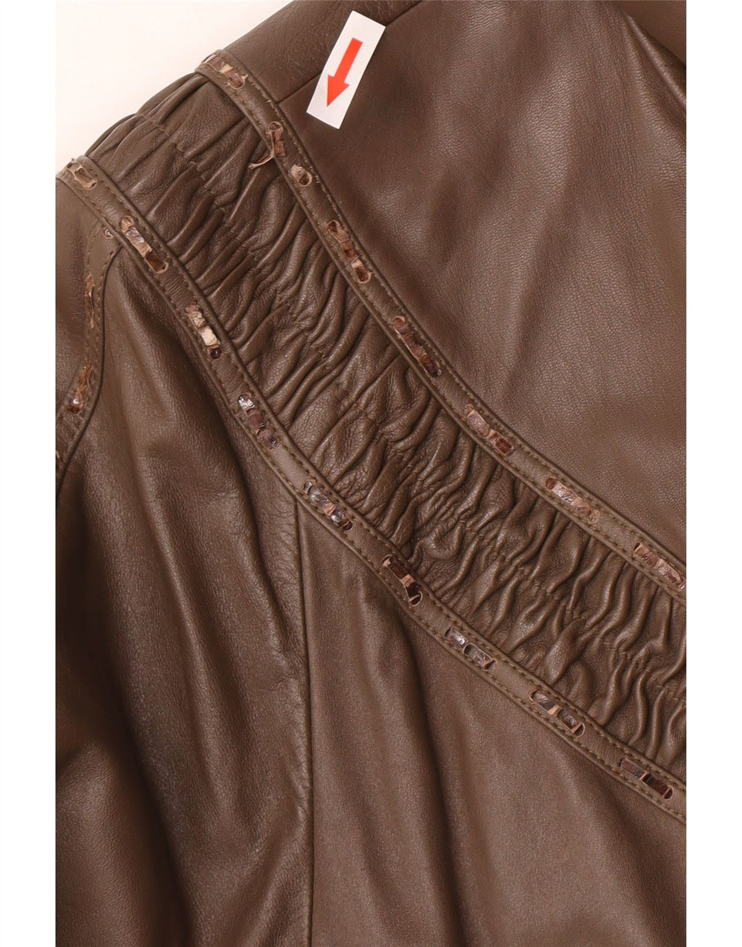 Din sjette sans læderfrakke til kvinder UK 16 Stor Brun