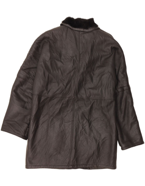 VINTAGE Herre Shearling Overfrakke IT 52 XL Sort Shearling