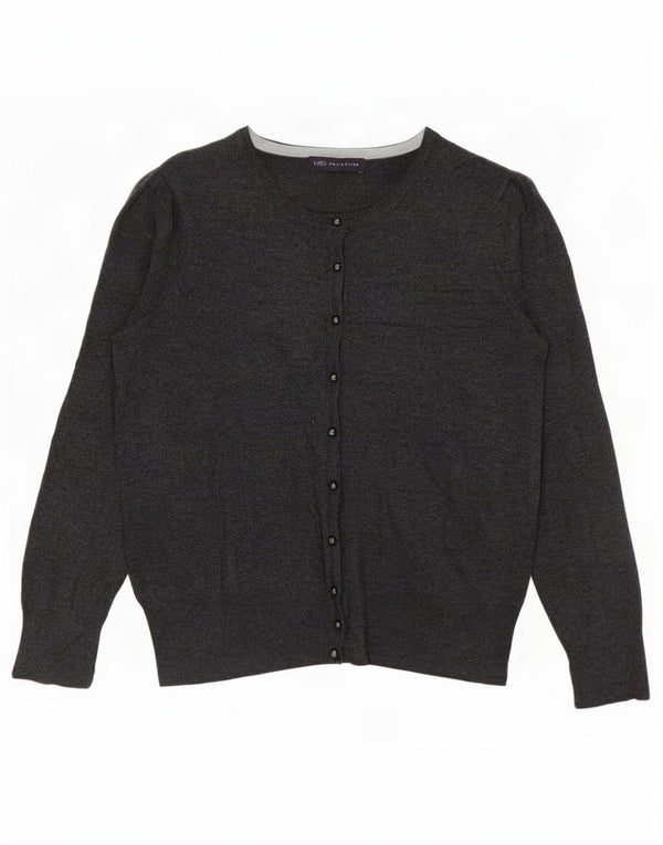 Marks & Spencer Dame Cardigan Sweater UK 12 Medium Grey Viscose