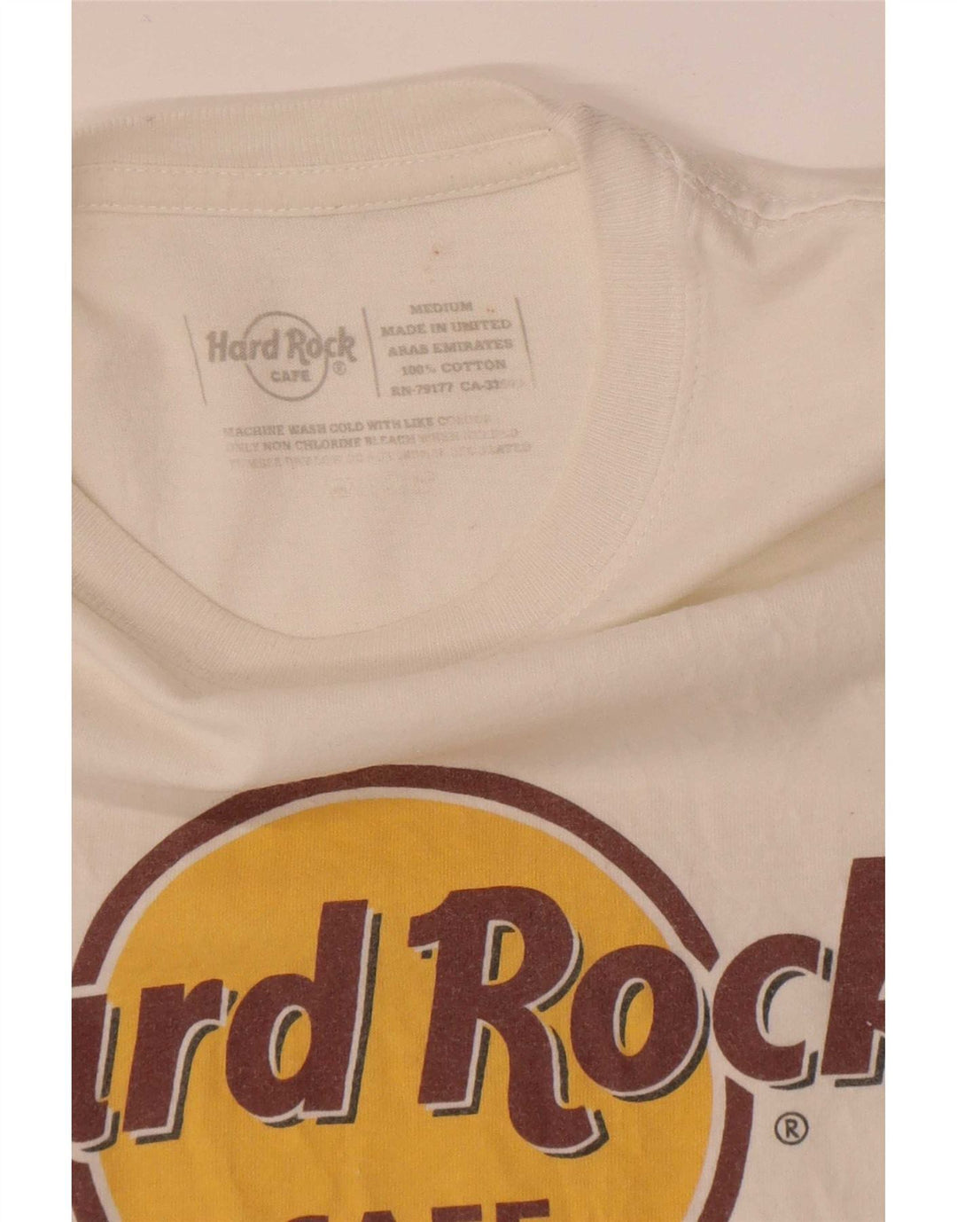 Hard Rock Cafe Herre Florence Grafisk T-Shirt Top Medium Off White Bomuld