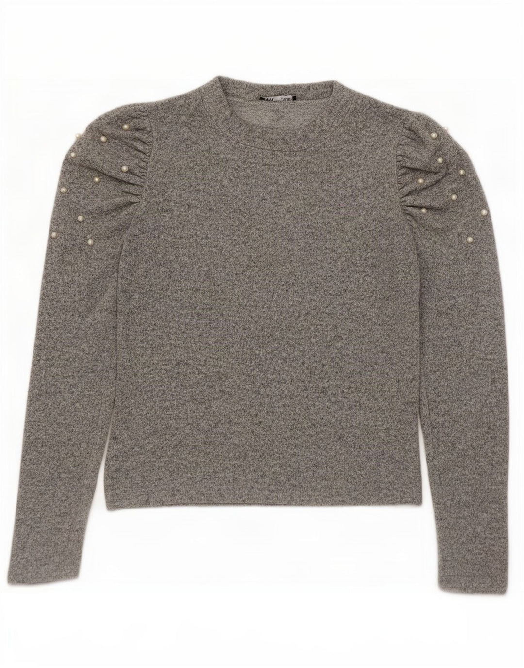Zara Dame Langærmet Bluse Top UK 12 Medium Grey Flecked Viscose