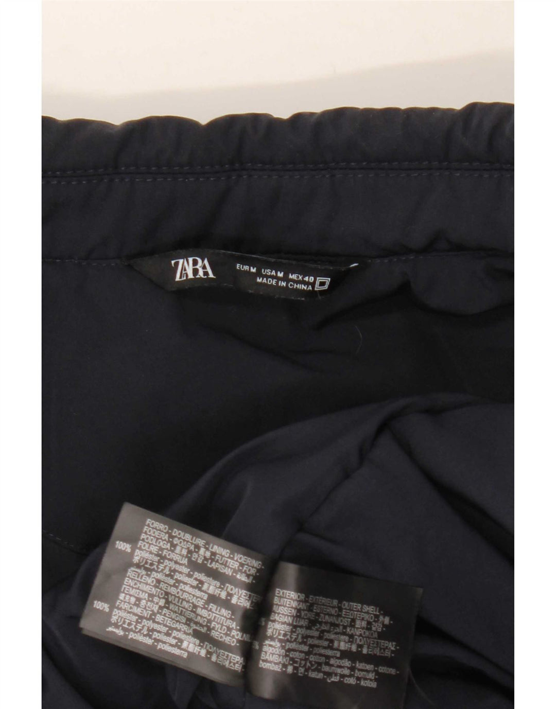 Zara Herre Bomber Jacket UK 38 Medium Navy Blue Polyester
