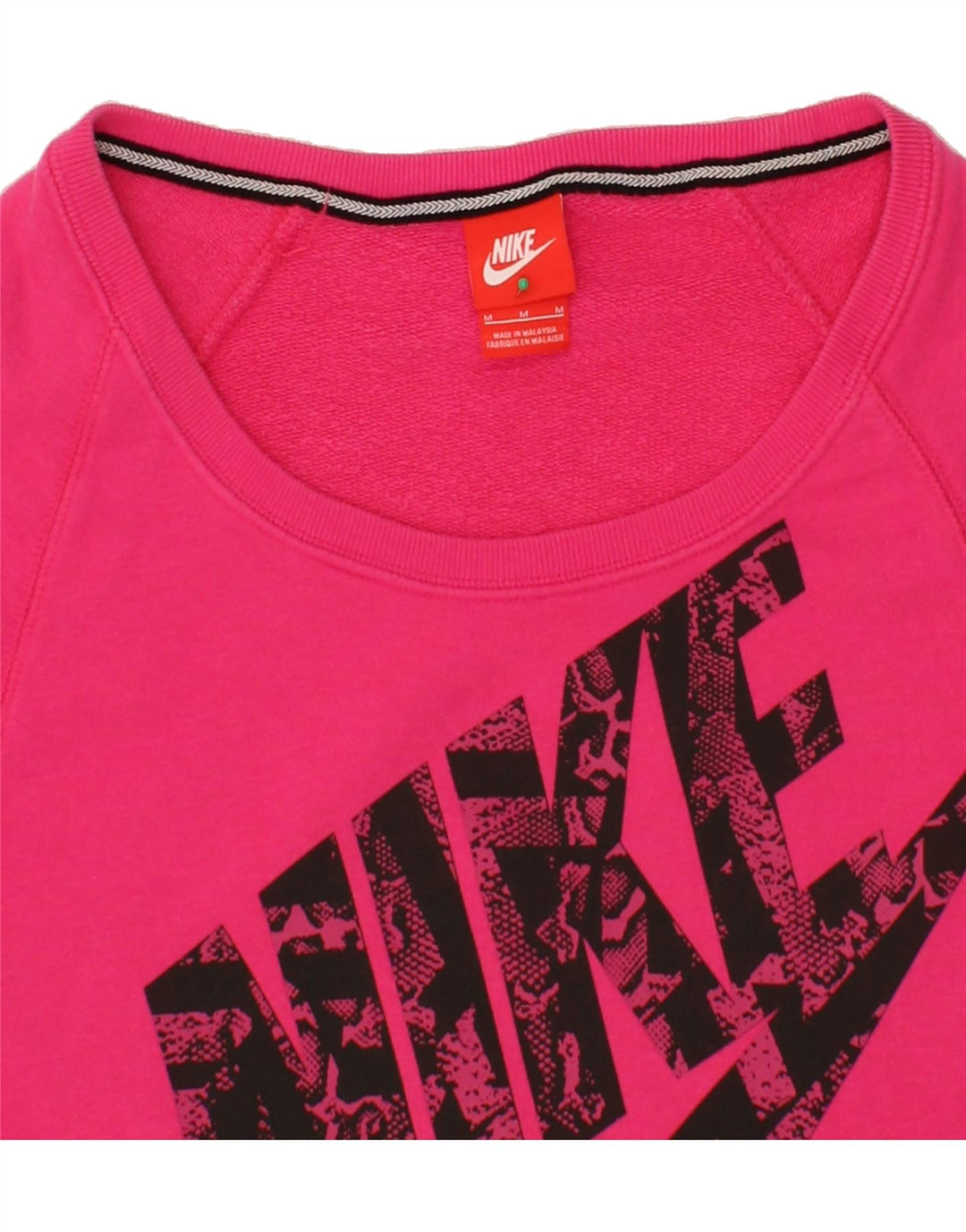 NIKE Womens Graphic Sweatshirt Jumper UK 14 Medium Pink Vintage Nike and Second-Hand Nike from Messina Hembry 
