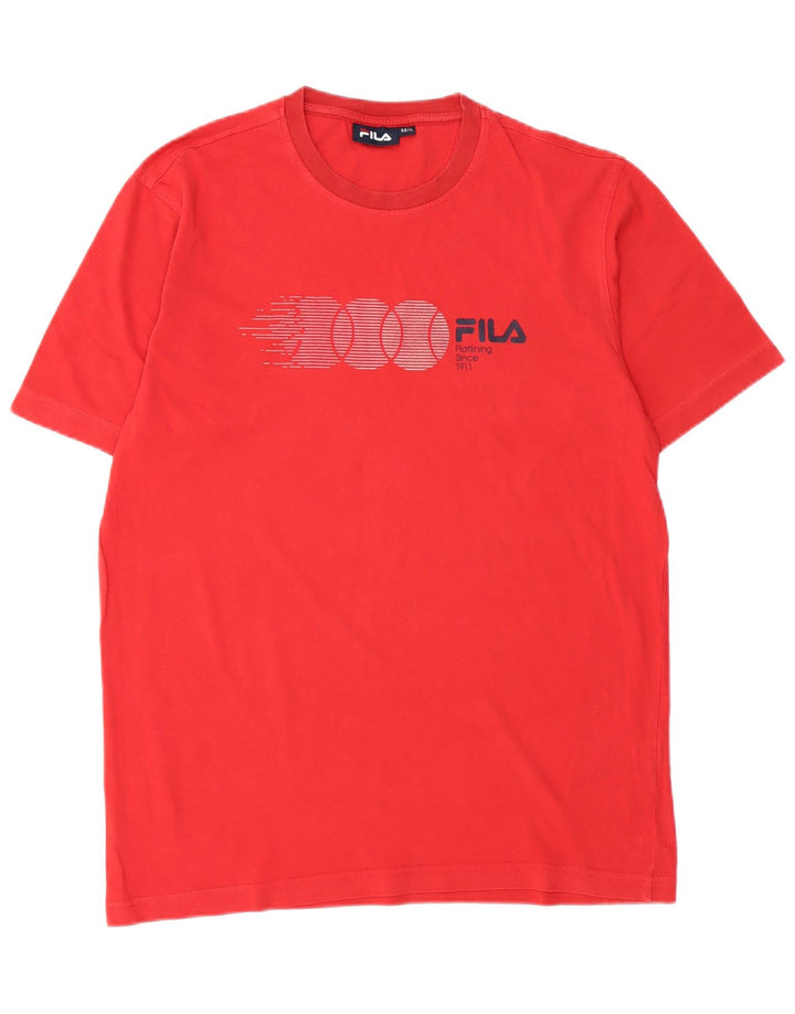 FILA Herre Grafisk T-Shirt Top IT 52 Stor Rød Bomuld