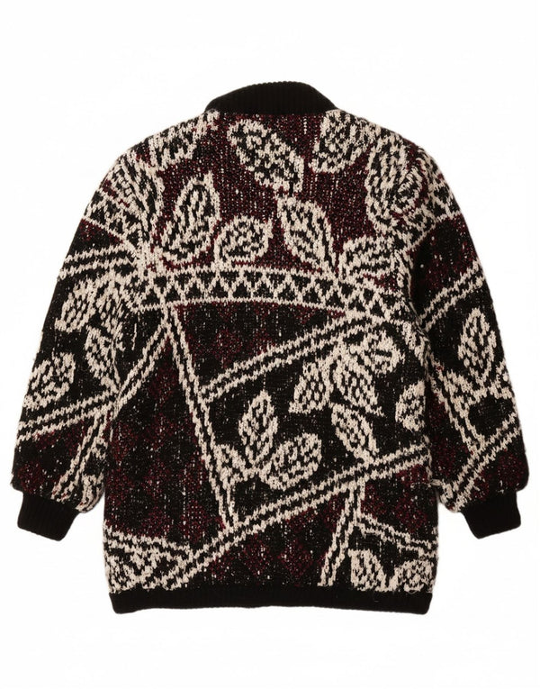 JEFFREY BROWNLEADER Strikoverfrakke til kvinder UK 14 Medium Black Floral Acryl